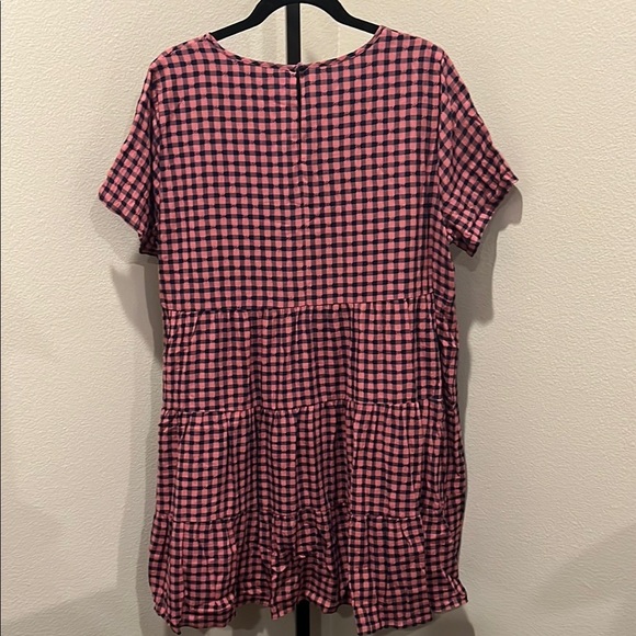 Madewell pink and navy Ruffled Tiered Dress - Picture 3 of 3